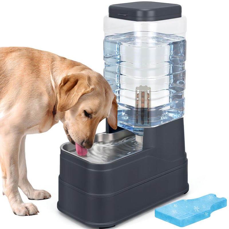 HWONMTE 2.2 Gallon Pet Automatic Dog Water Dispenser Cat Gravity Waterer Feeder with Stainless Steel Bowl Large Capacity Puppy Feeding Raised Bowls with Filter,Ice Pack for Large Pets - Image 1