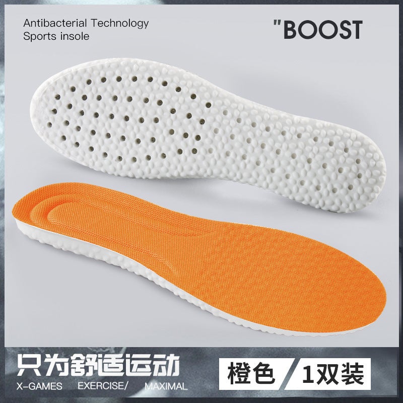 Boost Soft PU Insoles, Shock Absorbing, Breathable, Anti-OdorPU stepping on excrement feeling [Orange White]] PU stepping on excrement feeling [Orange White]]