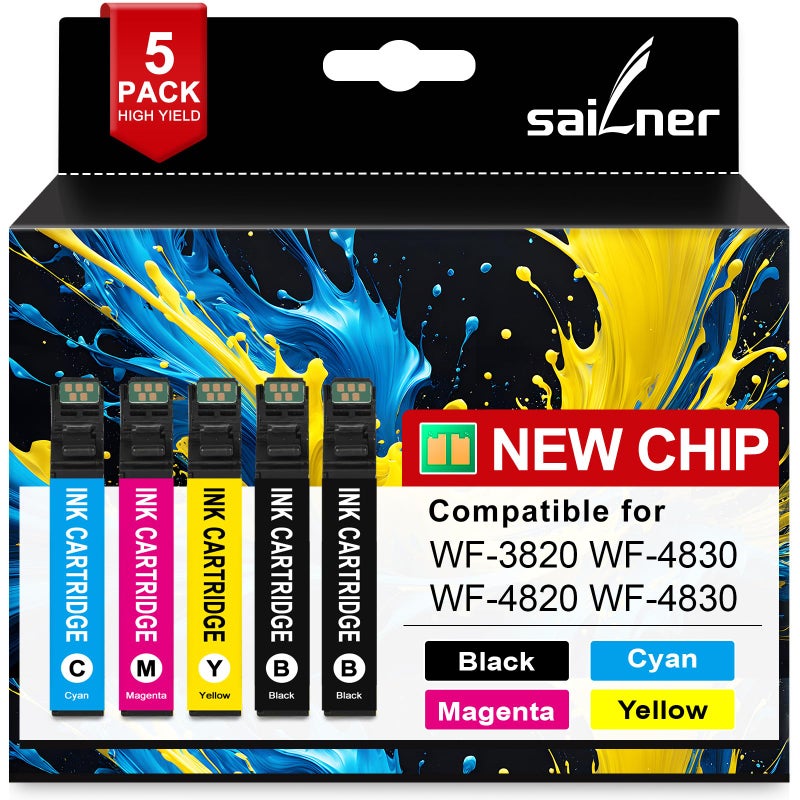 SAILNER Remanufactured Ink Cartridge Replacement for Epson 822XL Ink Cartridges 822 XL T822 High Yield Latest Upgrade for Epson Workforce Pro WF-3820 WF-4830 WF-4820 WF-4830 WF-4833 Printer 822XL (5 Pack) - Image 1