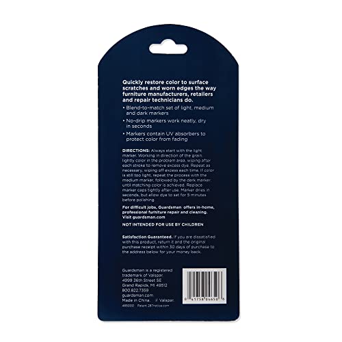 Guardsman Wood Furniture Markers, Furniture Scratch Repair Kit for Wood Floors, Cabinets, Chairs, and Furnishings, 3 Colors - Image 2