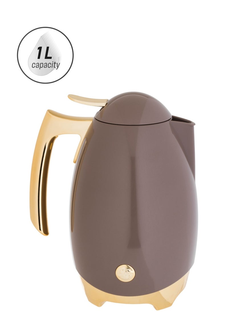 السيف  ترمس روانا للشاي والقهوة سعة 1 لتر لون خشبي مع ذهبي - Image 1