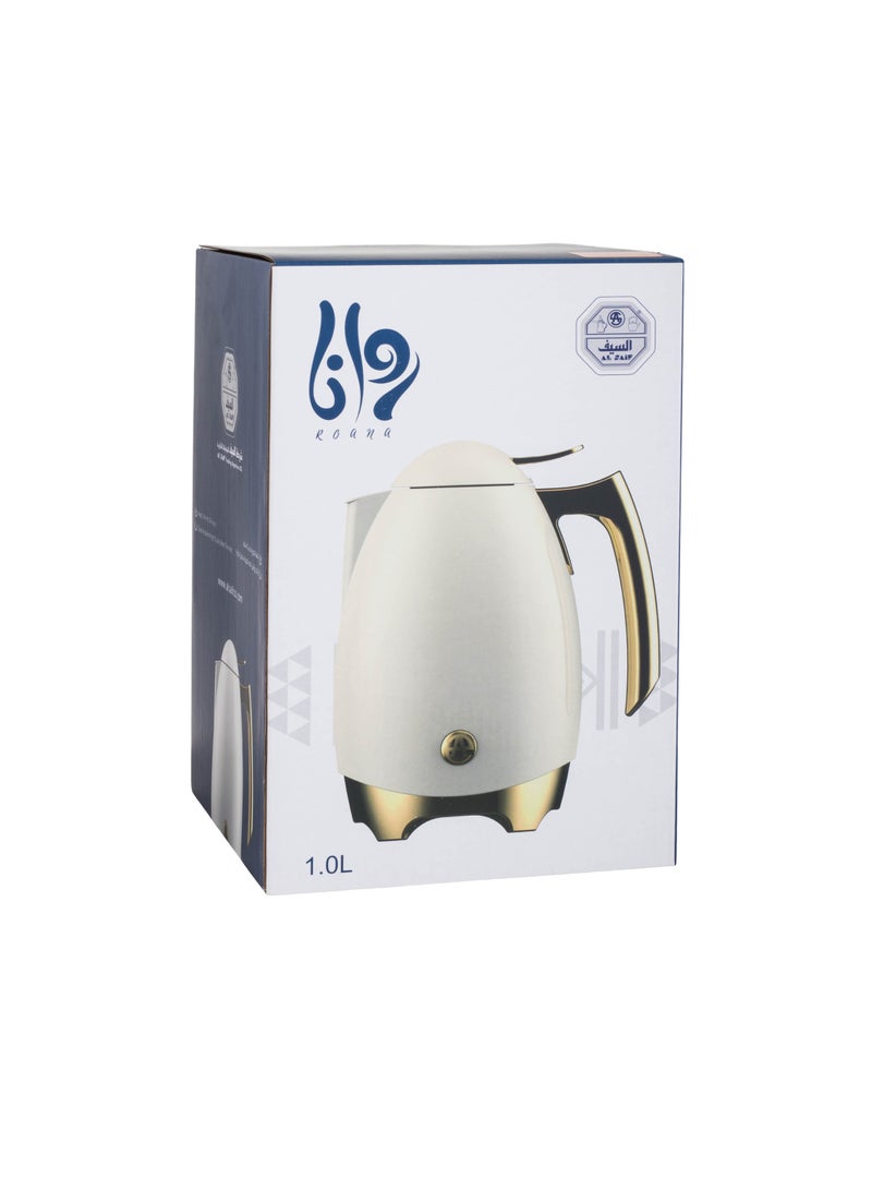 السيف  ترمس روانا للشاي والقهوة سعة 1 لتر لون خشبي مع ذهبي - Image 2