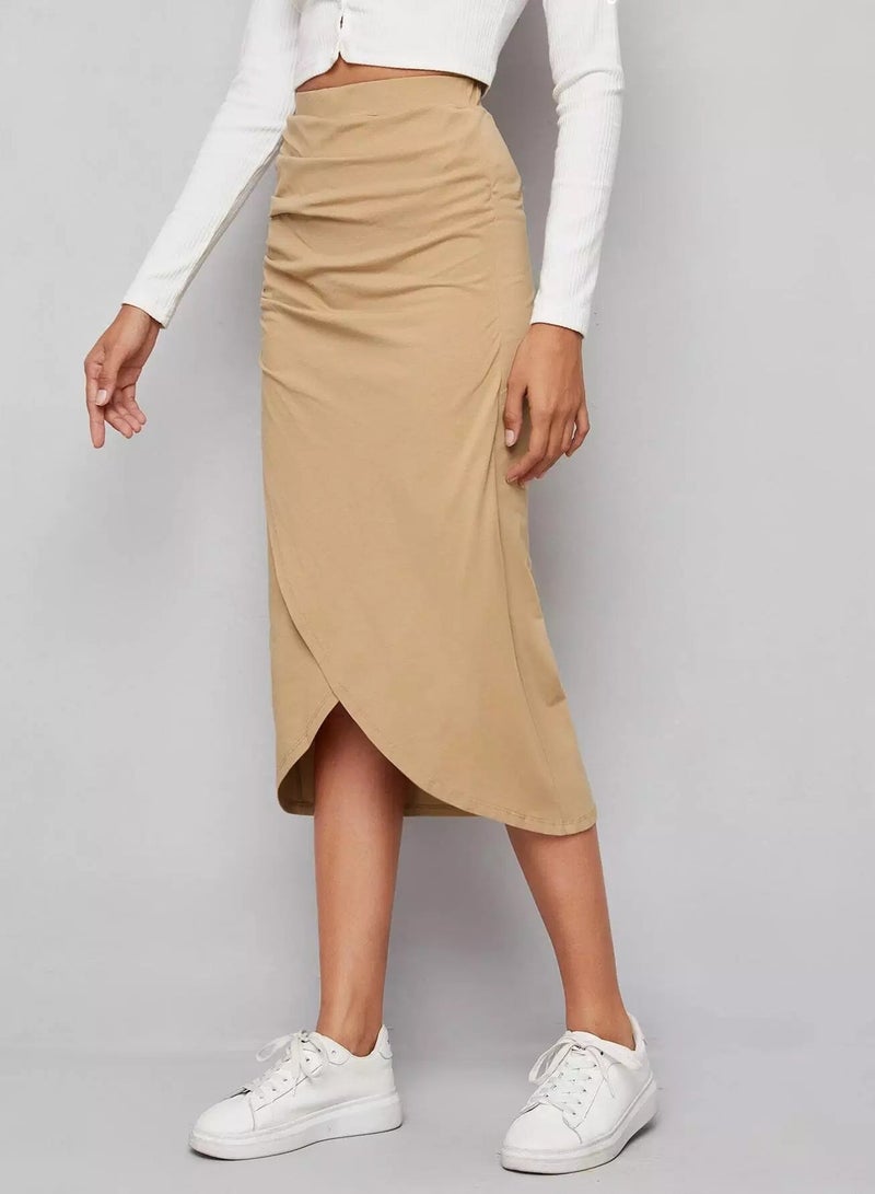 Ruched Detail Wrap Front Skirt  - Image 4