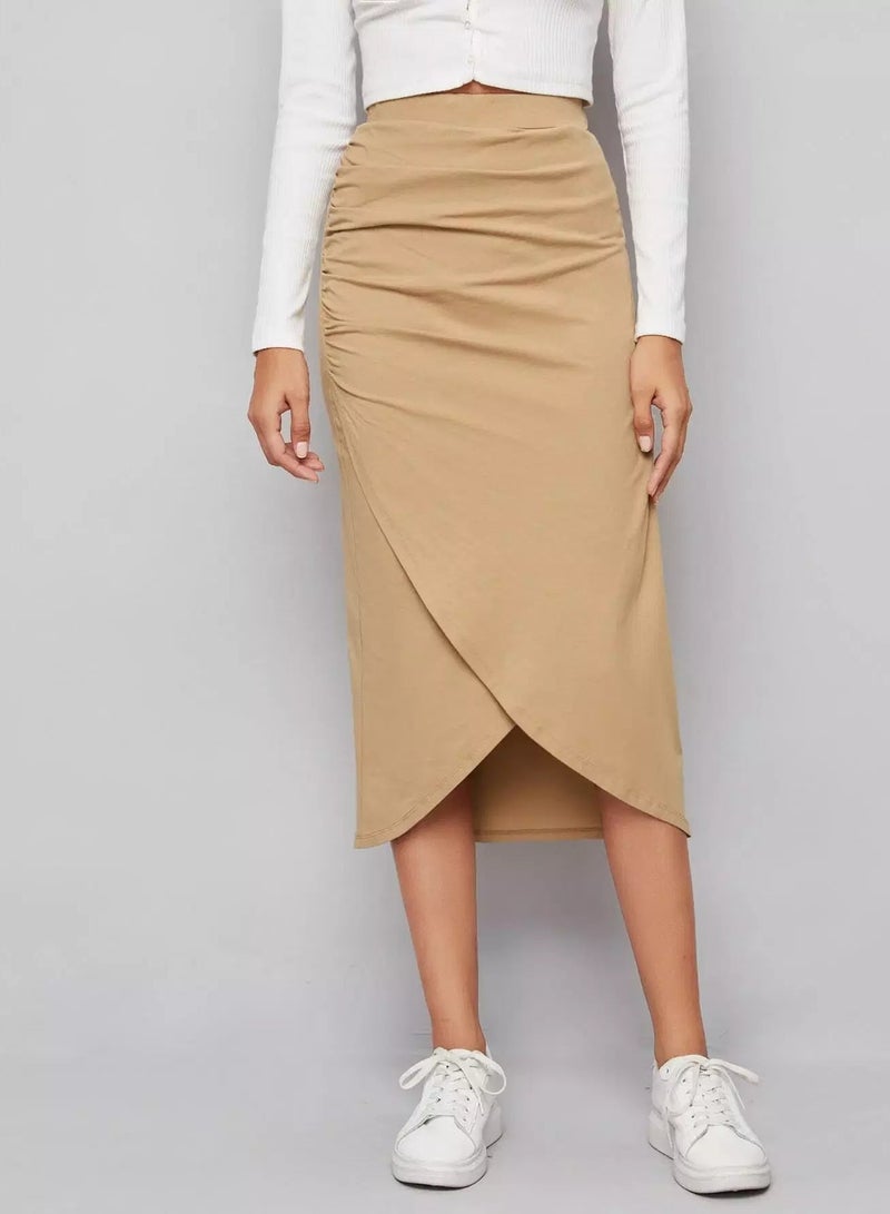 Ruched Detail Wrap Front Skirt  - Image 1