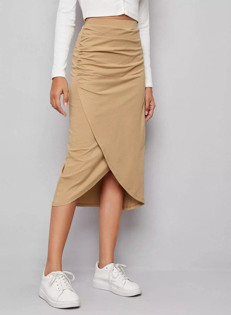 Ruched Detail Wrap Front Skirt  - Image 3