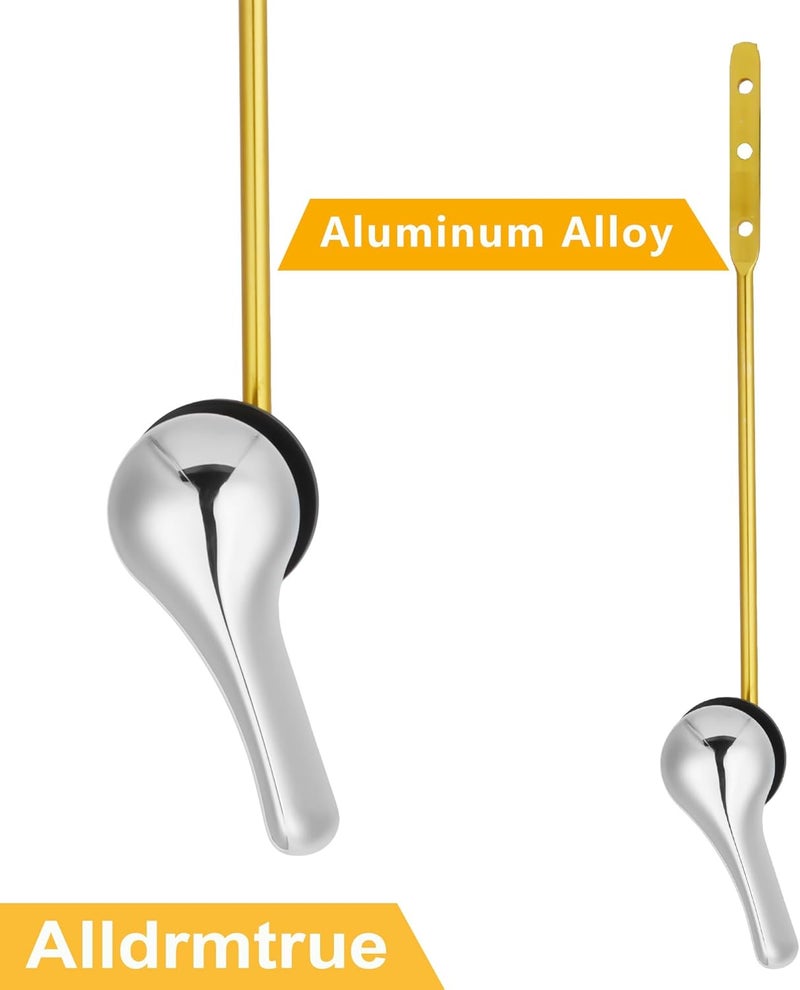 Alldrmtrue Front Mount Toilet Handle Replacement Kit, 2 Pack Toilet Lever Flush Handle, Aluminum Alloy Arm, Chrome, Silver - Image 2