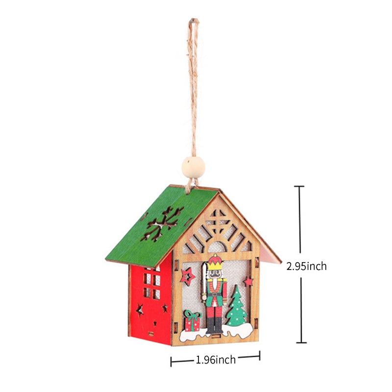 LED Christmas Tree Hanging Decoration Wall Door Night Light House Shaped Ornament Thanksgiving Day Wedding Decoration Winter Ornament Xmas Tree Gift Holiday Festivals Dinner Decor - Image 3