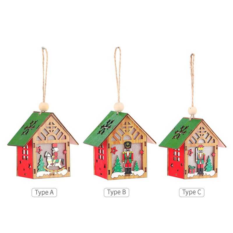LED Christmas Tree Hanging Decoration Wall Door Night Light House Shaped Ornament Thanksgiving Day Wedding Decoration Winter Ornament Xmas Tree Gift Holiday Festivals Dinner Decor - Image 2