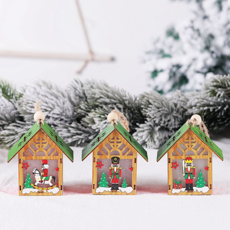 LED Christmas Tree Hanging Decoration Wall Door Night Light House Shaped Ornament Thanksgiving Day Wedding Decoration Winter Ornament Xmas Tree Gift Holiday Festivals Dinner Decor - Image 5