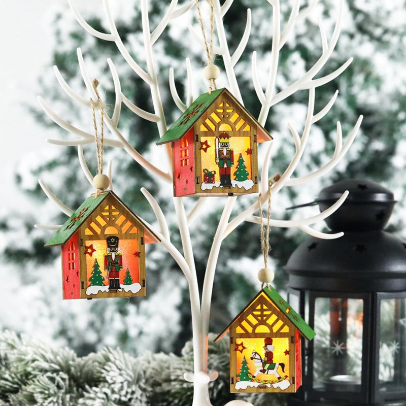 LED Christmas Tree Hanging Decoration Wall Door Night Light House Shaped Ornament Thanksgiving Day Wedding Decoration Winter Ornament Xmas Tree Gift Holiday Festivals Dinner Decor - Image 4
