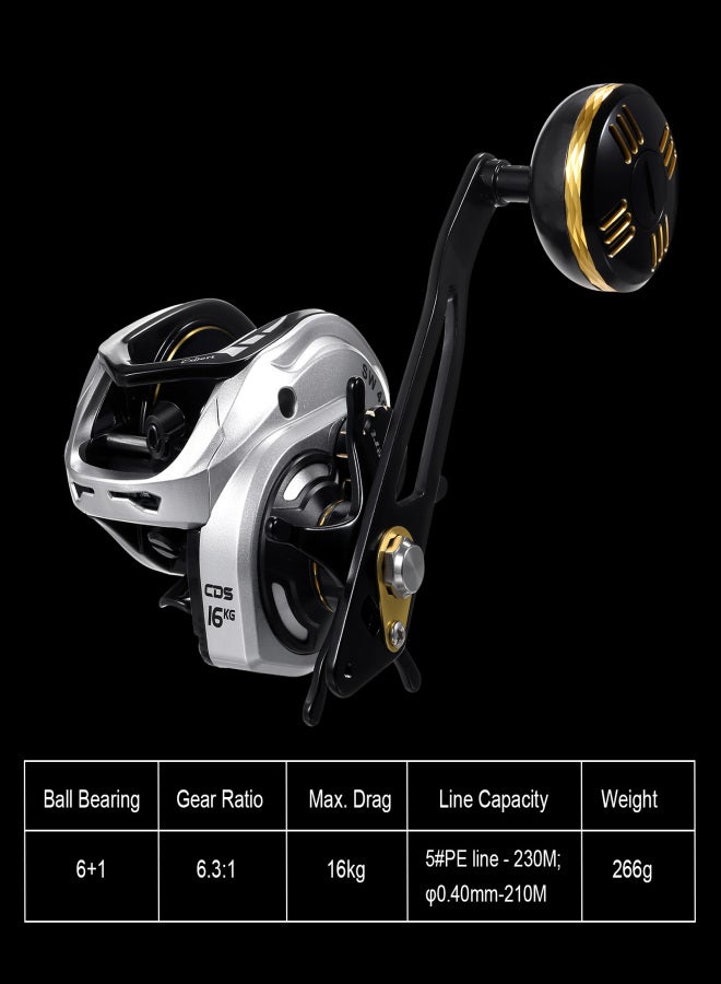 EXBERT Baitcasting Reel 16KG Drag Power 6+1 BB 6.3:1 Single Handle Fishing Reel with Magnetic Brake System - Image 5