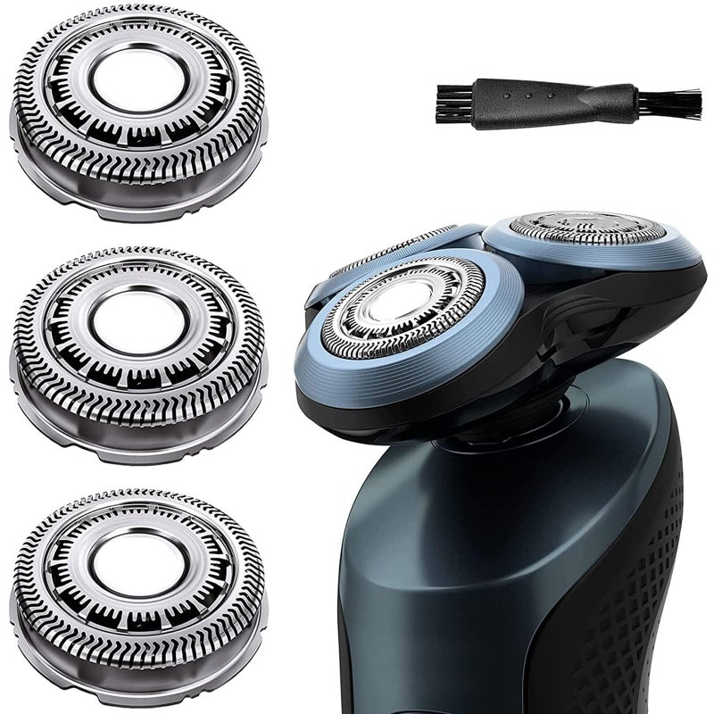 Suleto SH6072 Replacement Shaver Heads Compatible with Philips Series 6000 SH60 Shaving Heads Compatible with Norelco S688081 S681082 S685085 3Pack with Cleaning Brush