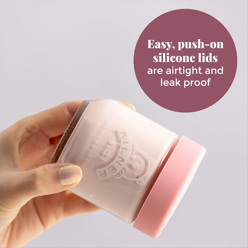 Kilner Premium Kids Mini Glass Mason Jars for thinKitchen with Silicon Airtight Lid for Jam, Jelly, Dry Food Storage,for Baby Food, Set of 6, 110ml Each - Image 3