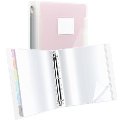 Uquelic 50-Pocket Clear Binder with Plastic Sleeves for Letter/A4 Size(11" x 8.5"), Document Binder Organizer for Papers, Certificates and Artwork, Macaron PP Divider Pages for Presentation - Image 1