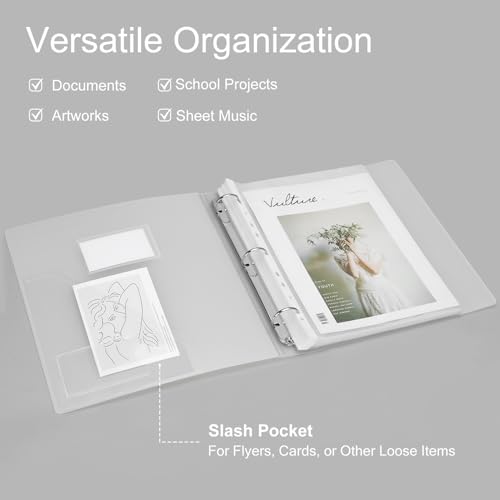 Uquelic 50-Pocket Clear Binder with Plastic Sleeves for Letter/A4 Size(11" x 8.5"), Document Binder Organizer for Papers, Certificates and Artwork, Macaron PP Divider Pages for Presentation - Image 2