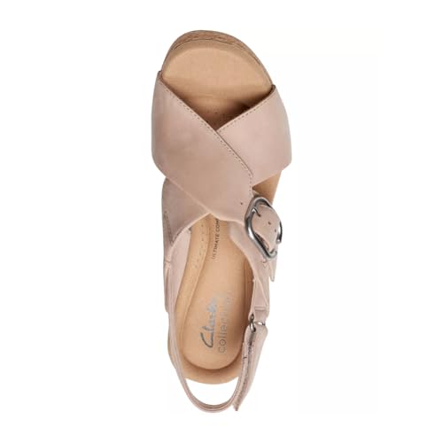 Clarks Women's Giselle Dove Wedge Sandal, Sand Nubuck, 8 - Image 3