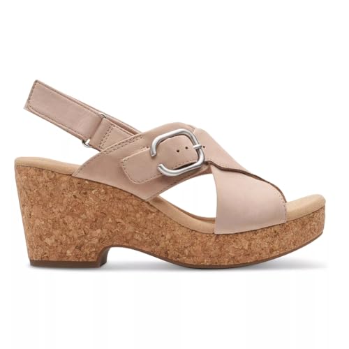 Clarks Women's Giselle Dove Wedge Sandal, Sand Nubuck, 8 - Image 2