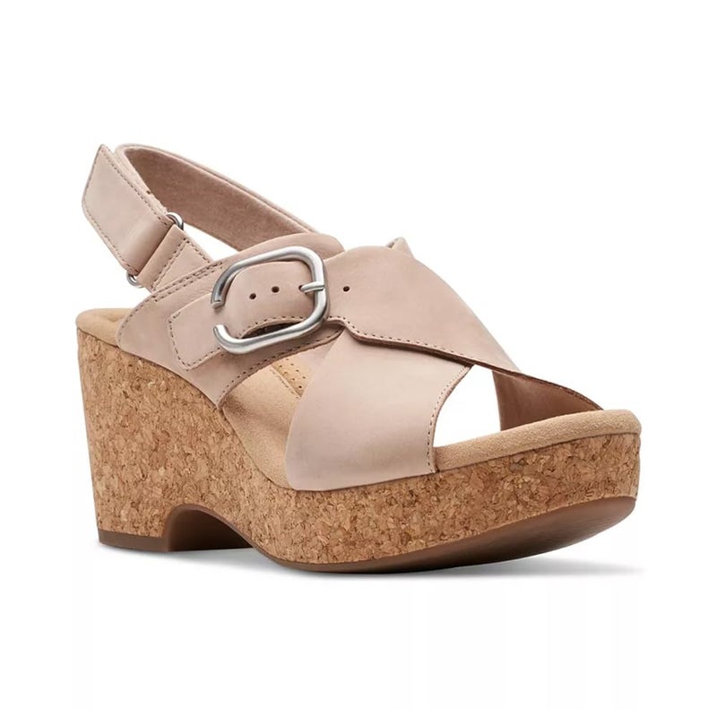 Clarks Women's Giselle Dove Wedge Sandal, Sand Nubuck, 8 - Image 5