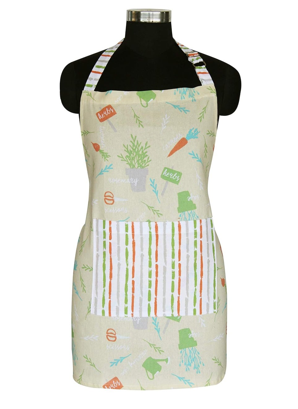 AIRWILL - AIRWILL 100 cotton designer aprons sized 65cm in width and 80cm in length with 1 center pocket adjustable buckle on top and 2 long ties on both 2 sides Pack of 1 piece - Image 1