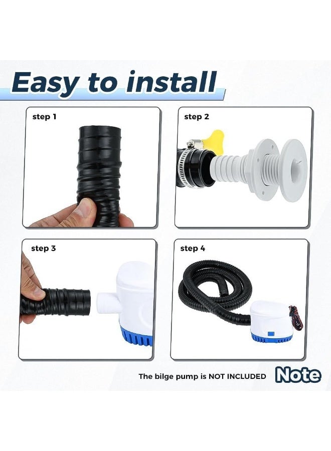 Generic 1-1/8-Inch Dia Plumbing Kit | 6 FT Flexible PVC Hose Bilge Pump Installation Kit Bilge Pump Hose | Includes 2 Hose Clamps and Thru-Hull Fitting  - Image 4