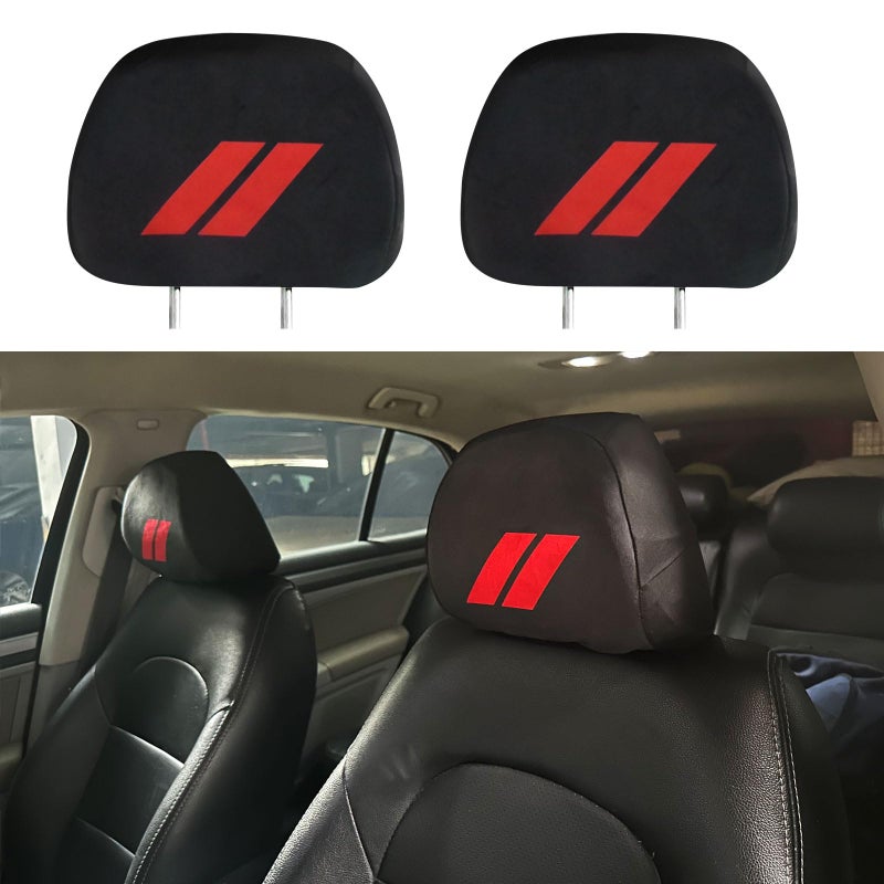 GZSH 2 PCS Headrest Covers for Dodge Charger Challenger Durango Accessories Protective Fabric Design Cover Decoration Soft Breathable Car Seat Head Rest Protector Dodge Head Rest Covers | Black |