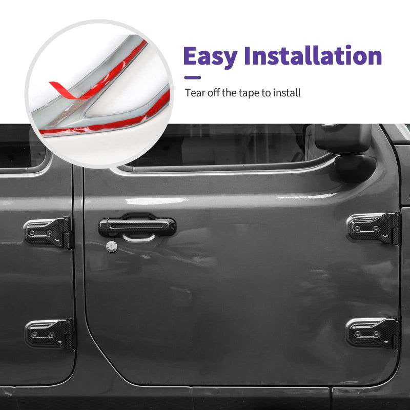 SQQP Carbon Fiber 22PCS Full Set Exterior Decoration Trim Kit Fit for 2018-2025 Jeep Wrangler JL JLU 2/4 Doors, Door Hood Engine Hinge Covers Door Handle Side Vent Tailgate Window Hinge Cover - Image 5