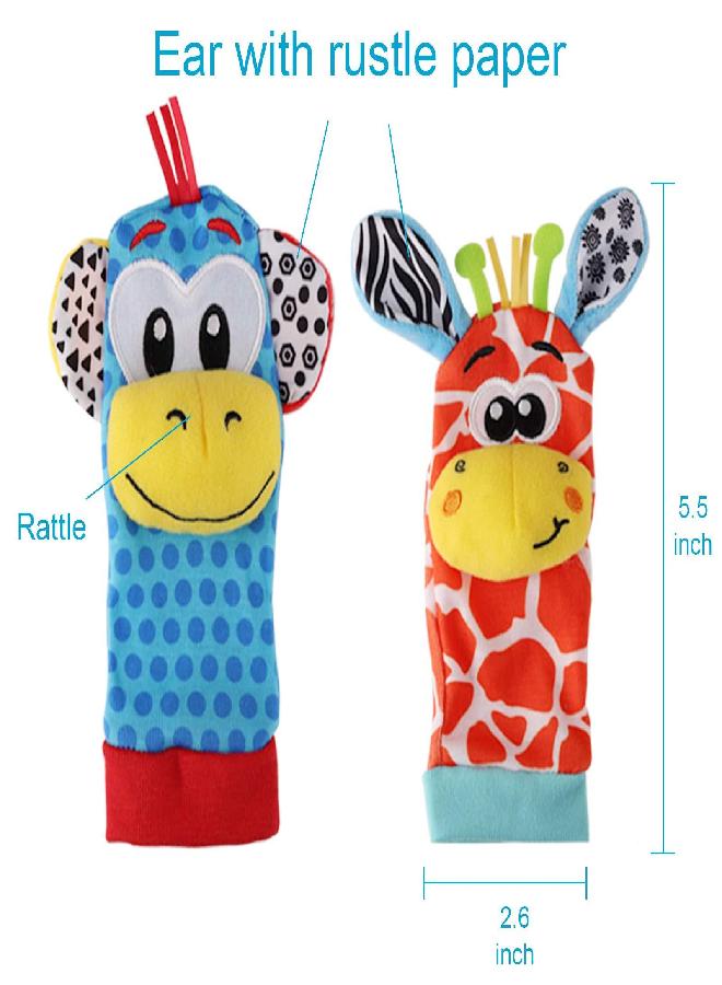 FPVERA Baby Wrist Rattles Sock Toys - Newborn Baby Sock Toys 0-6 Months, 8PCS Soft Foot Finder and Wrist Rattle Set, Hand and Feet Rattles for Babies, Sensory Developmental Socks for Infants Girl Boy Gifts  - Image 4