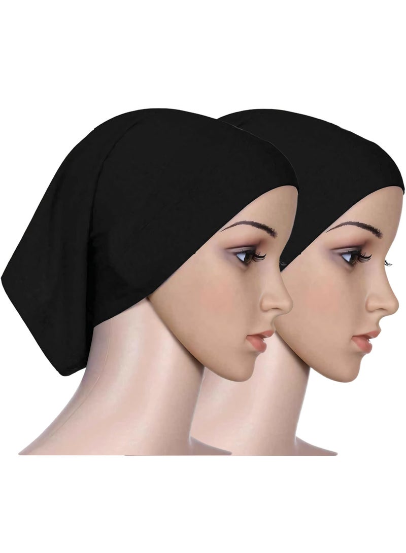 2 Pieces Comfortable Classic Long Scarf Hijab Cap For Women and Girls Long Scarf Turbans for Women Soft Turban Head Wrap for Lady - Image 1