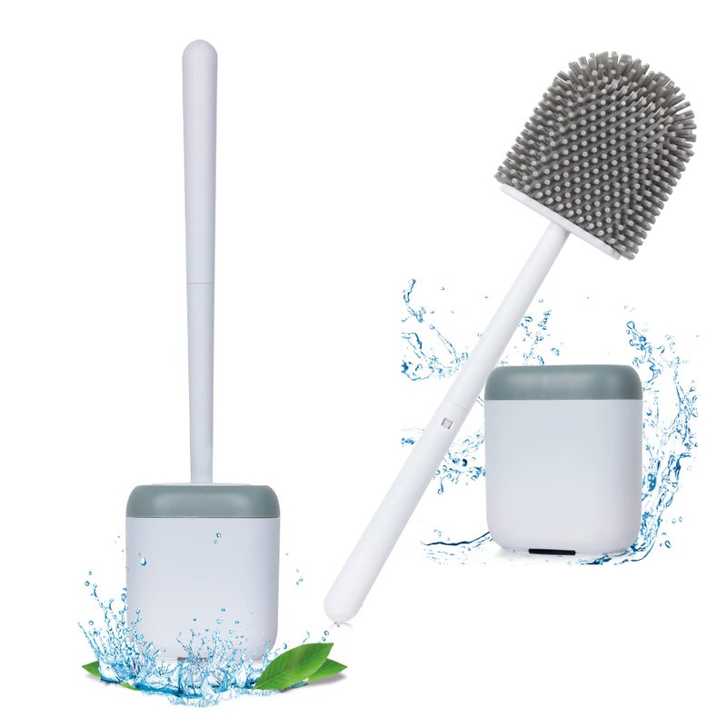 X L XLMAGNET Toilet Brush and Holder for Bathroom Silicone Toilet Brush with Quick Drying Holder Compact Size for Storage and OrganizationWhite