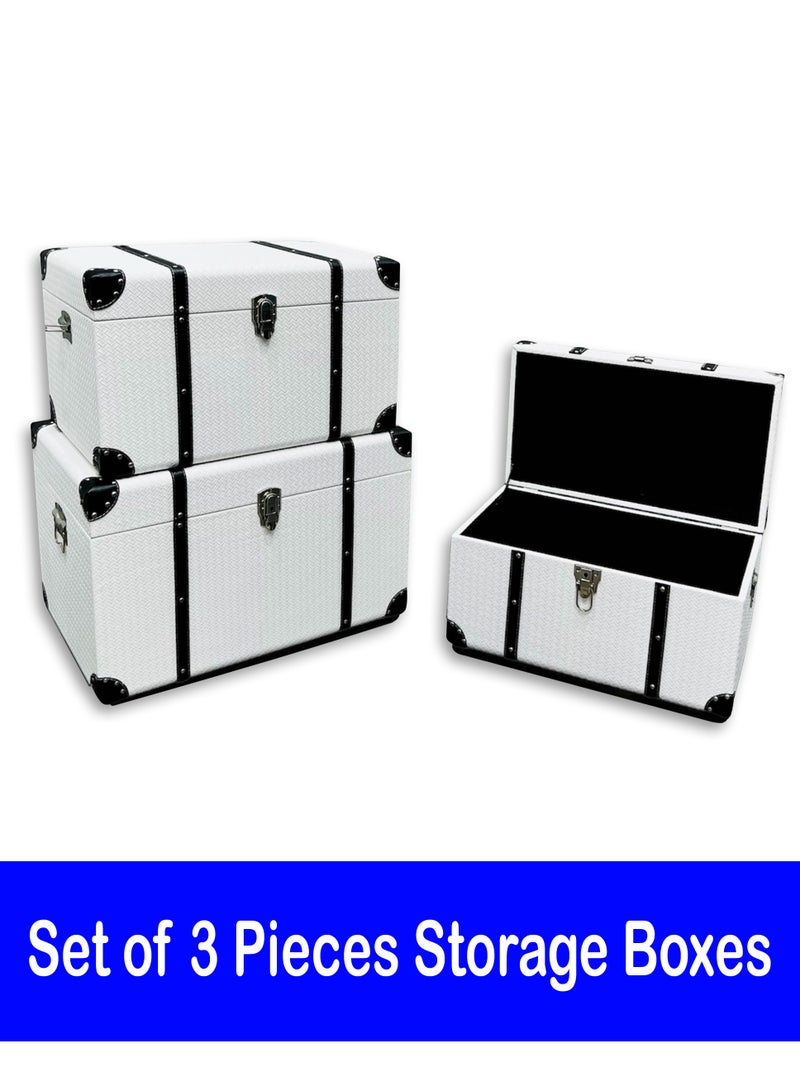 Set of 3 Pieces Storage Boxes With Handles Living Room Bedroom - Image 1