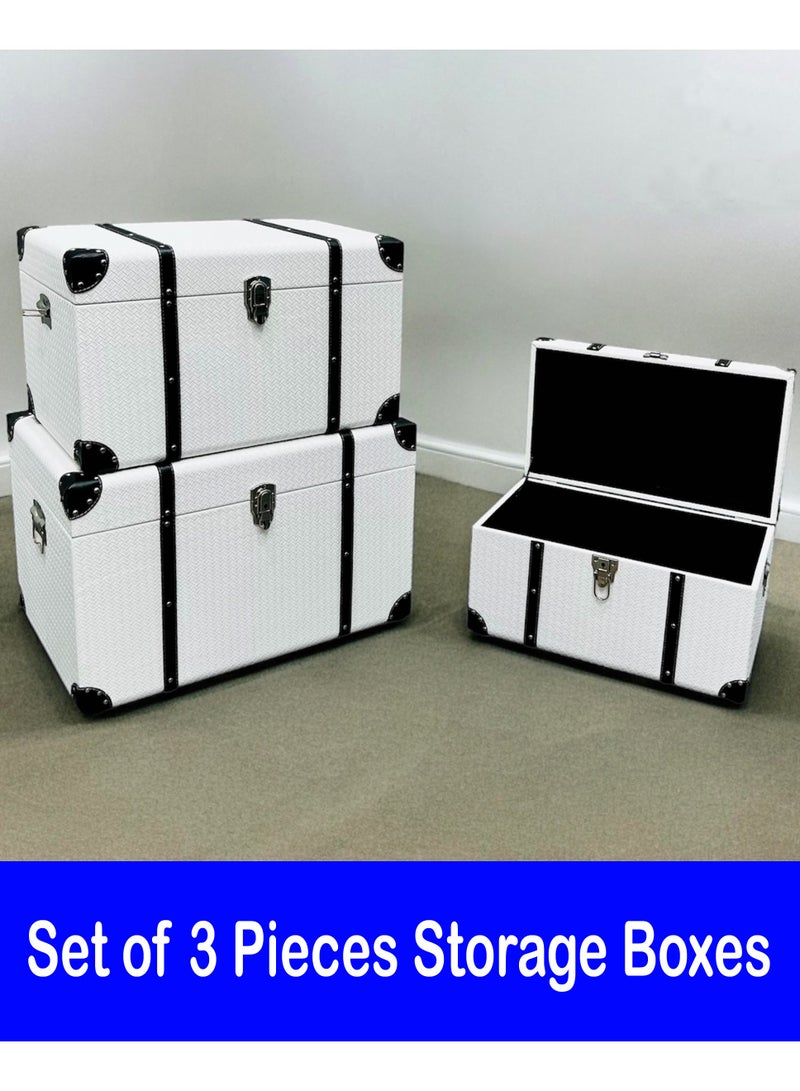 Set of 3 Pieces Storage Boxes With Handles Living Room Bedroom - Image 2