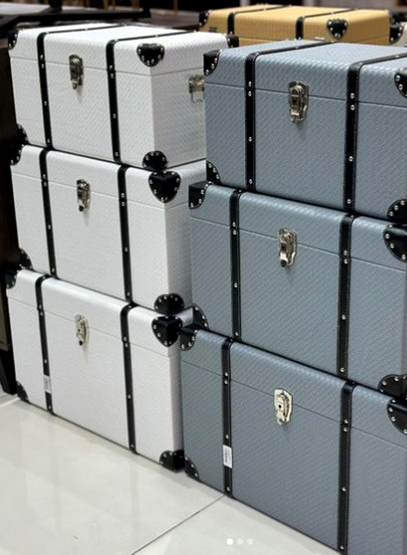 Set of 3 Pieces Storage Boxes With Handles Living Room Bedroom - Image 3