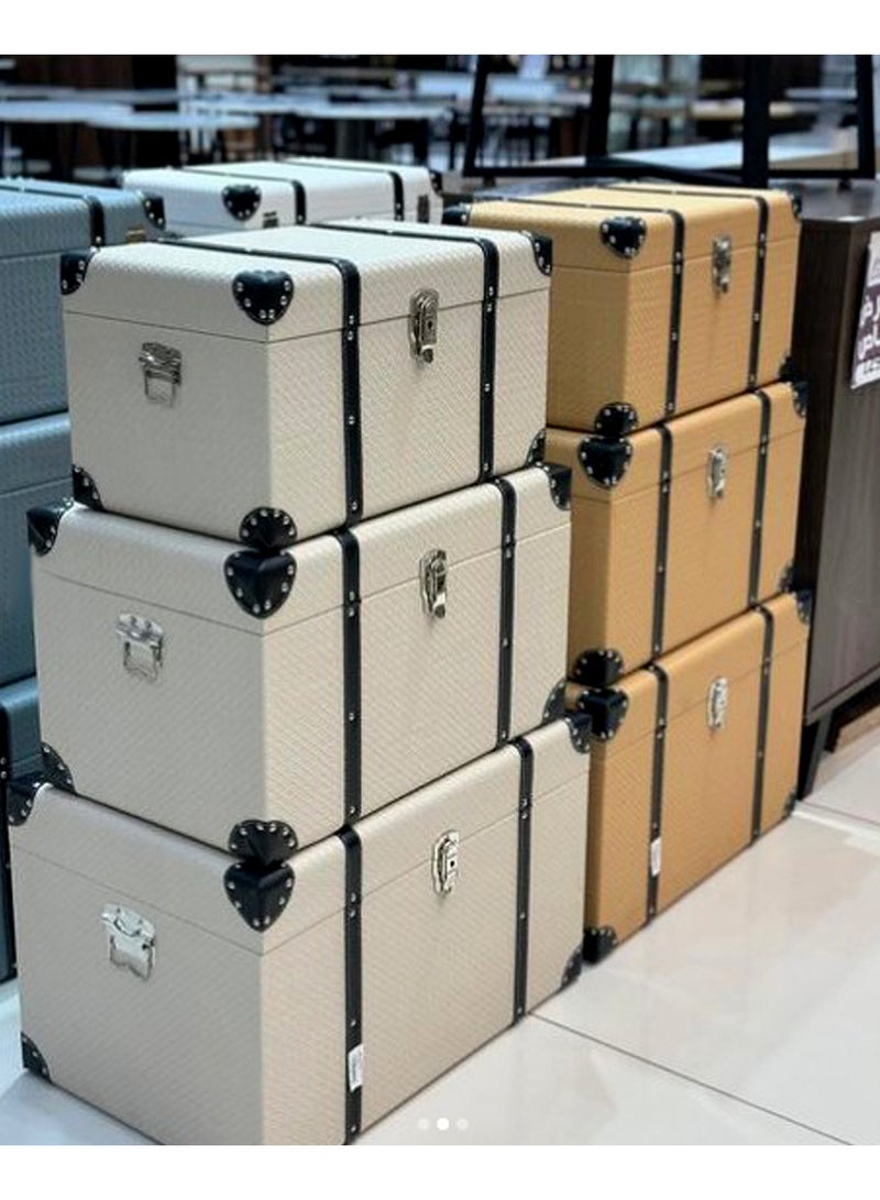 Set of 3 Pieces Storage Boxes With Handles Living Room Bedroom - Image 4