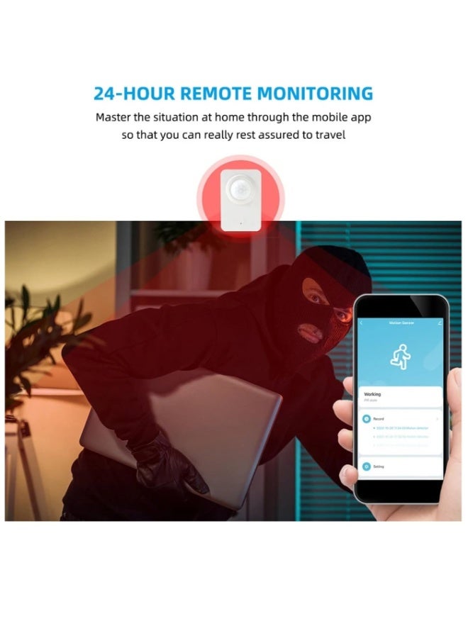 تويا Smart TUYA Wi-Fi Motion Sensor, Wireless PIR Motion Detector With App Notification Alert And Large Area Detection, Battery Or USB Powered, Contact Sensor For Home Security And Smart Home Automation - Image 3