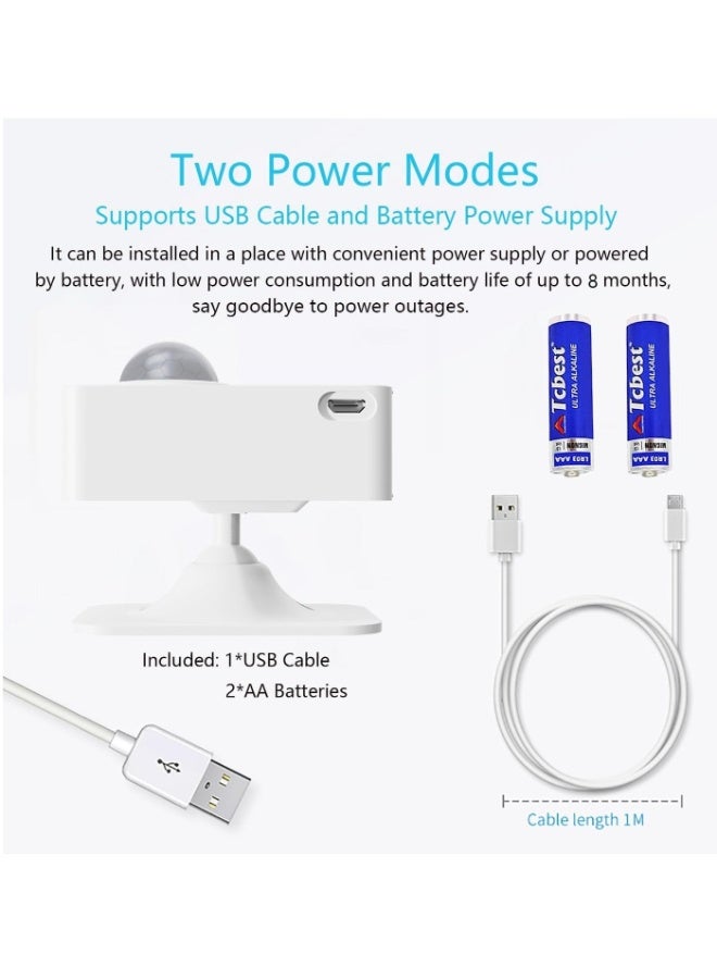 تويا Smart TUYA Wi-Fi Motion Sensor, Wireless PIR Motion Detector With App Notification Alert And Large Area Detection, Battery Or USB Powered, Contact Sensor For Home Security And Smart Home Automation - Image 4