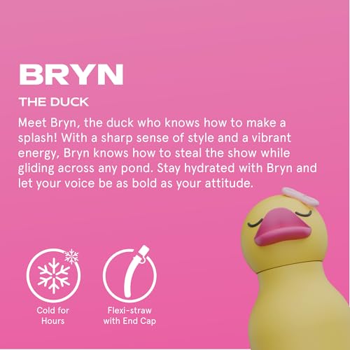 asobu Bestie Bottle Insulated Stainless Steel Water Bottle with Detachable Soft Animal Head Fun Drinking For Kids and Teens with Flexible Reusable Straw 16 Ounce Duck - Image 3