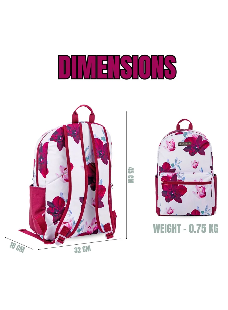 Nova White Nova Flower1 18-Inch School Backpack for Girls, School Bag for Women | Best Price UAE