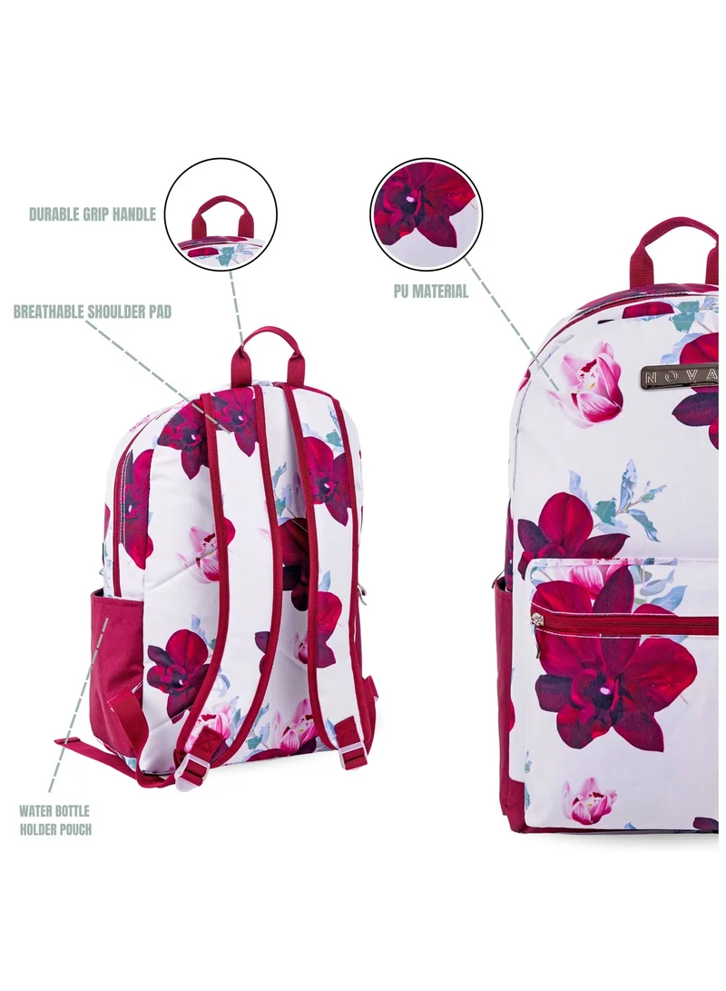 Nova White Nova Flower1 18-Inch School Backpack for Girls, School Bag for Women | Best Price UAE