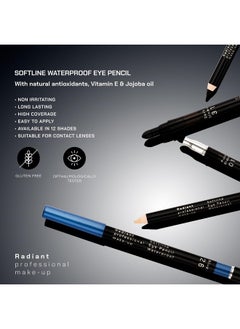 RADIANT PROFESSIONAL MAKE UP / HELLENICA Radiant Professional Black Waterproof Eyeliner Pencil - Eyeliner Waterproof Smudge Proof for Woman - Long Lasting Under Eye Pencil for Smoky Eye - Soft Waterline Eyeliner with Smudger Tool - Black(01)  - Image 3