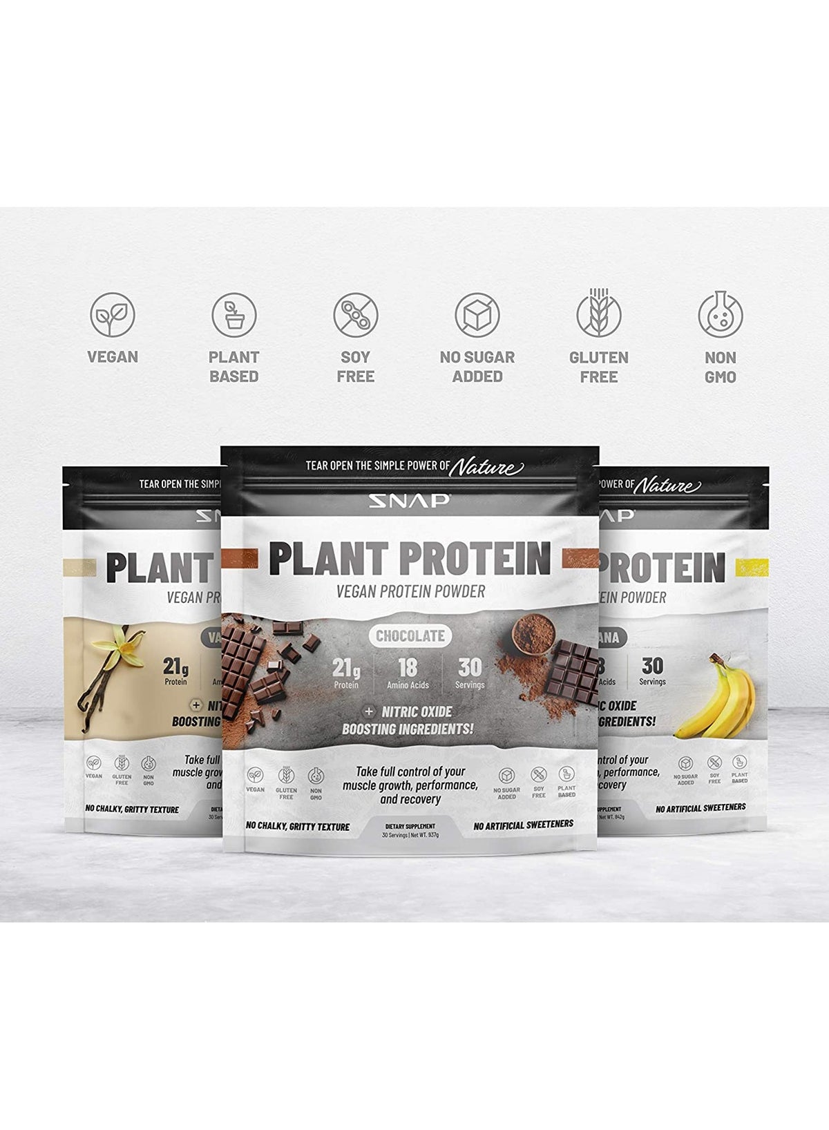 Snap Supplements Banana Plant Protein Vegan Protein Powder 30 Servings