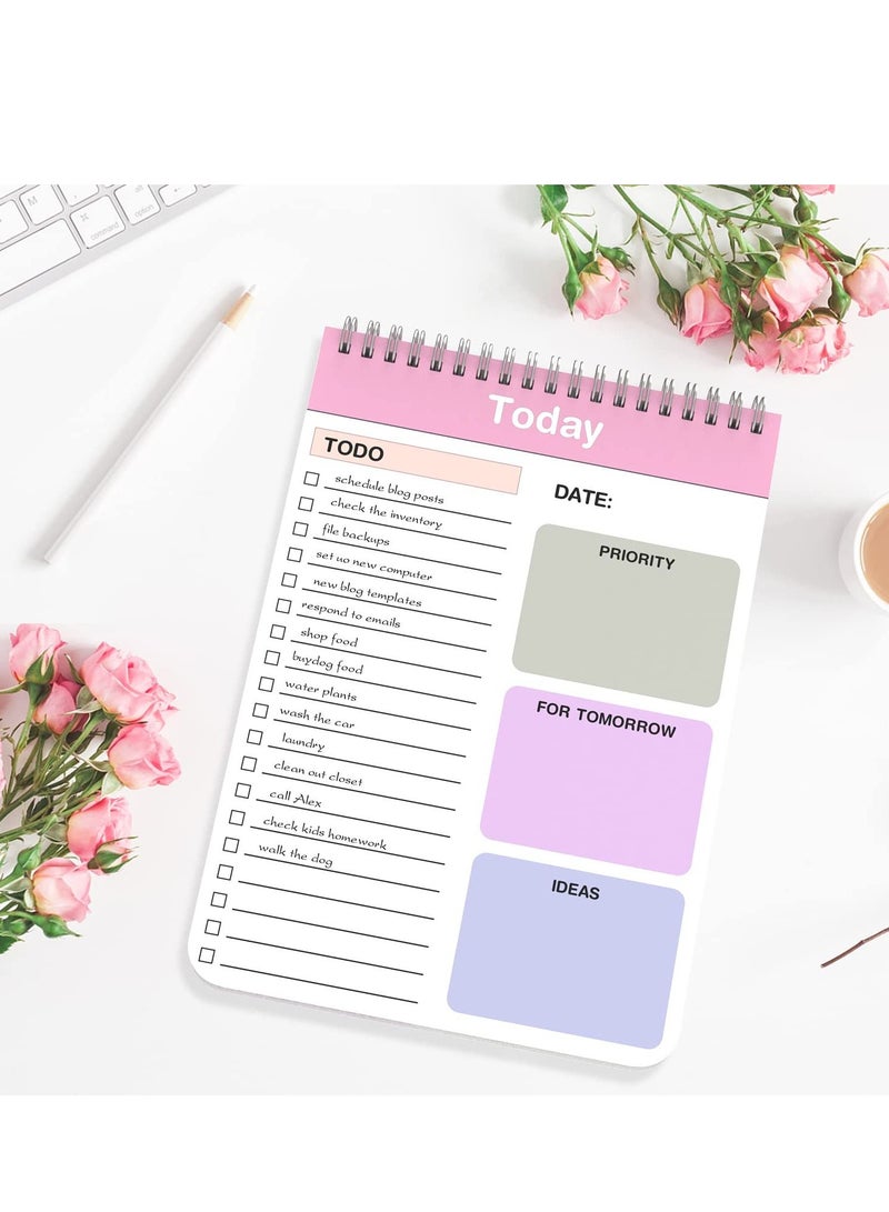 Excefore To Do List Notepad, 2 Pack Daily Planner Notepad with Spiral Binding, Checklist Productivity Organizer 5.7" X 8.5" Day Planning Pad with Cover for Work Planner, Personal Planner, Office Supplies  - Image 4
