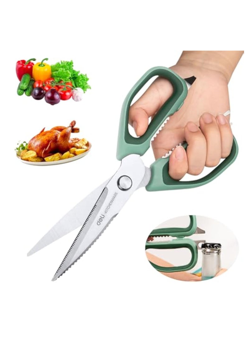 KASTWAVE مقص مطبخ دeli، مقص مطبخ من grade غذائية، مقص مطبخ متعدد الاستخدامات sharp 5 في 1، مقص طبخ ثقيل مع شفرة متعرجة من الفولاذ المقاوم للصدأ، للطعام، قطع اللحم، السمك، الخضار - Image 1