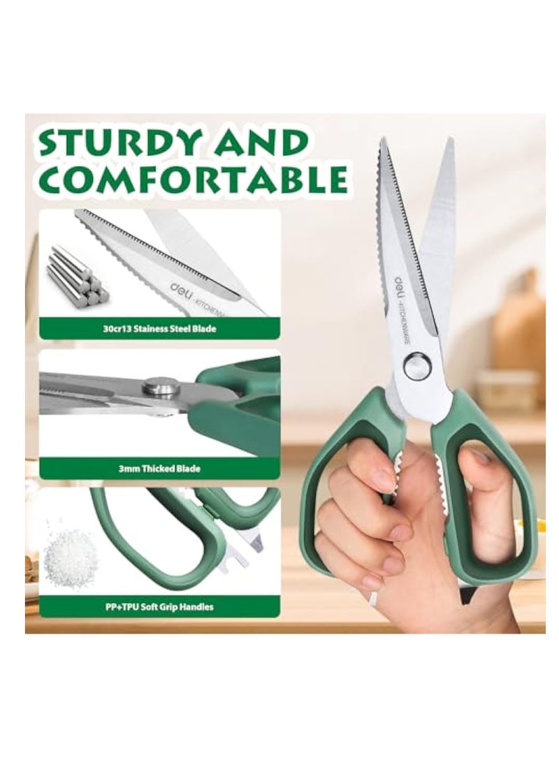 KASTWAVE مقص مطبخ دeli، مقص مطبخ من grade غذائية، مقص مطبخ متعدد الاستخدامات sharp 5 في 1، مقص طبخ ثقيل مع شفرة متعرجة من الفولاذ المقاوم للصدأ، للطعام، قطع اللحم، السمك، الخضار - Image 3