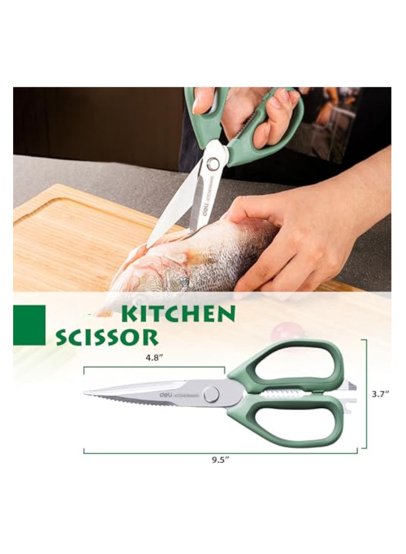 KASTWAVE مقص مطبخ دeli، مقص مطبخ من grade غذائية، مقص مطبخ متعدد الاستخدامات sharp 5 في 1، مقص طبخ ثقيل مع شفرة متعرجة من الفولاذ المقاوم للصدأ، للطعام، قطع اللحم، السمك، الخضار - Image 5