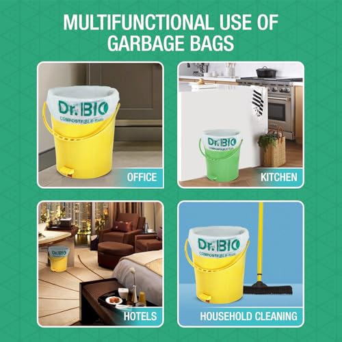 Dr.Bio Dr. Bio Compostable Biodegradable Eco Friendly Garbage Bags 21 X 19 Inches (Medium) 90 Count Bags (6 Rolls) Dustbin Bag/Trash Bag With Leak Resistant - Green Color Cpcb Certified - Image 2