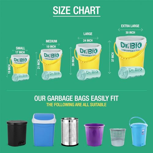 Dr.Bio Dr. Bio Compostable Biodegradable Eco Friendly Garbage Bags 21 X 19 Inches (Medium) 90 Count Bags (6 Rolls) Dustbin Bag/Trash Bag With Leak Resistant - Green Color Cpcb Certified - Image 3