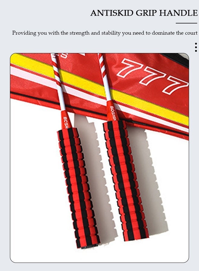DUNISO Badminton Rackets Set for 2 Players – Lightweight with Shuttlecocks & Carrying Bag - Red - Image 4
