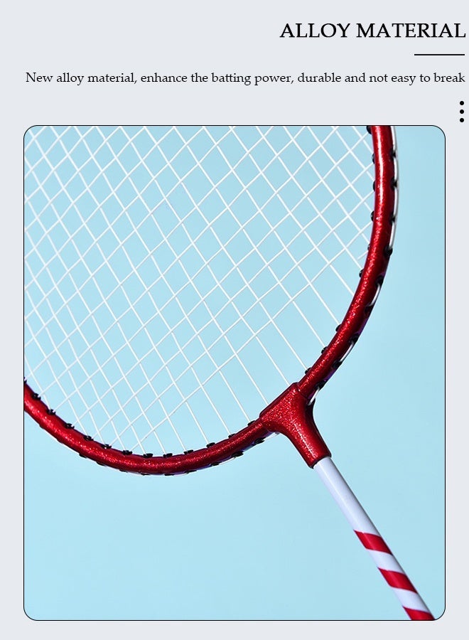 DUNISO Badminton Rackets Set for 2 Players – Lightweight with Shuttlecocks & Carrying Bag - Red - Image 3