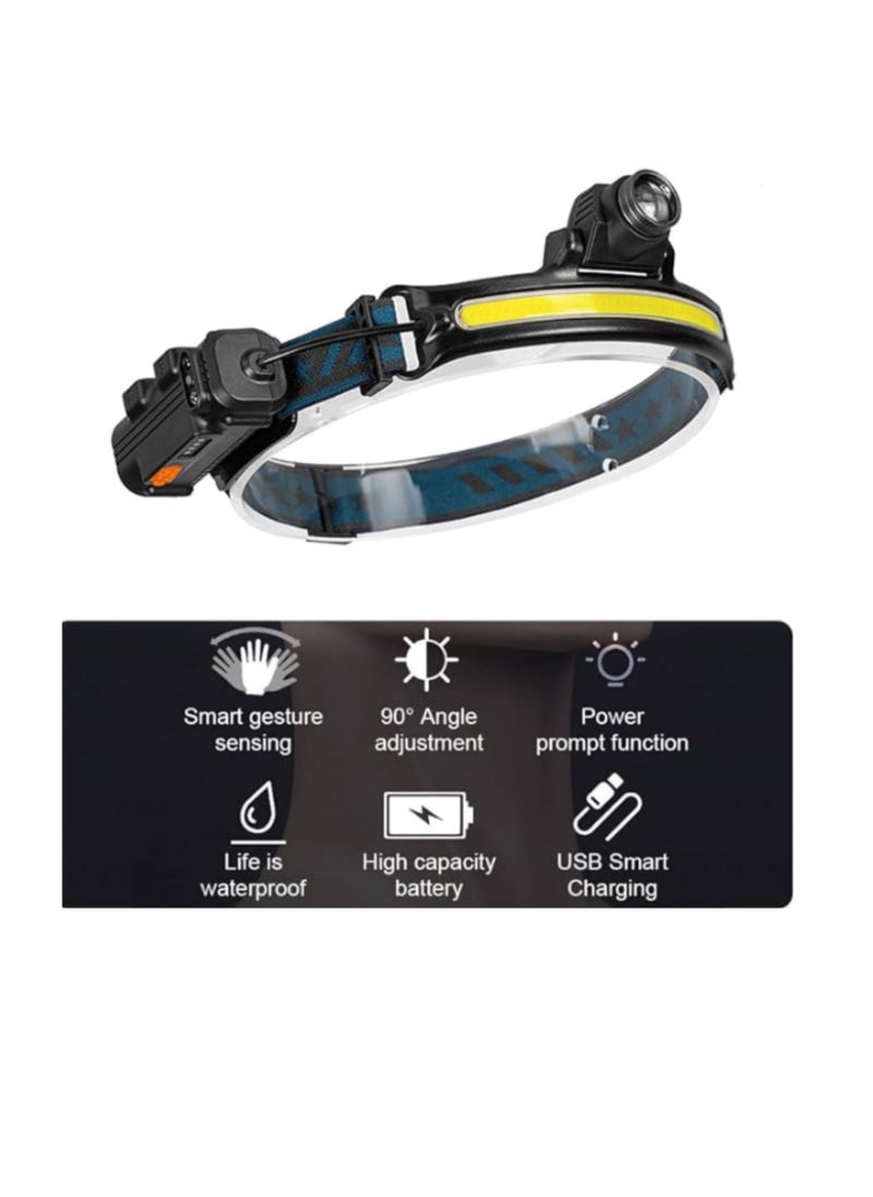 BONAI Rechargeable Head Torch 5000 Lumen LED Headlamp 230° Wide Beam 6 Lighting Modes Adjustable Zoomable Light for Repair work Caving Hiking Camping Fishing  Cycling Running and more (W678-2)  - Image 3