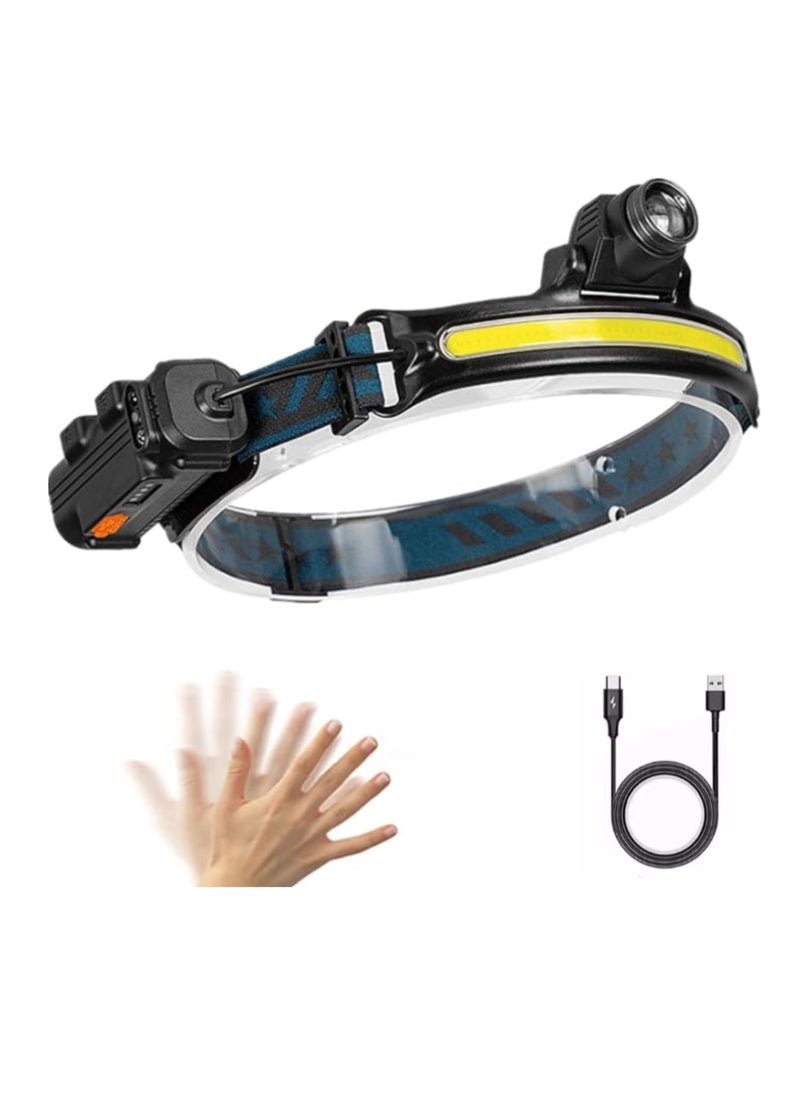 BONAI Rechargeable Head Torch 5000 Lumen LED Headlamp 230° Wide Beam 6 Lighting Modes Adjustable Zoomable Light for Repair work Caving Hiking Camping Fishing  Cycling Running and more (W678-2)  - Image 1